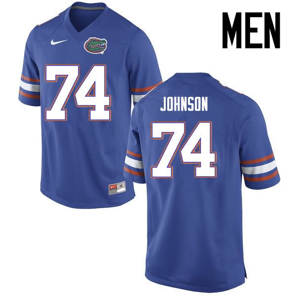 NCAA Florida Gators Fred Johnson Men's #74 Nike Blue Stitched Authentic College Football Jersey JIA1564QH
